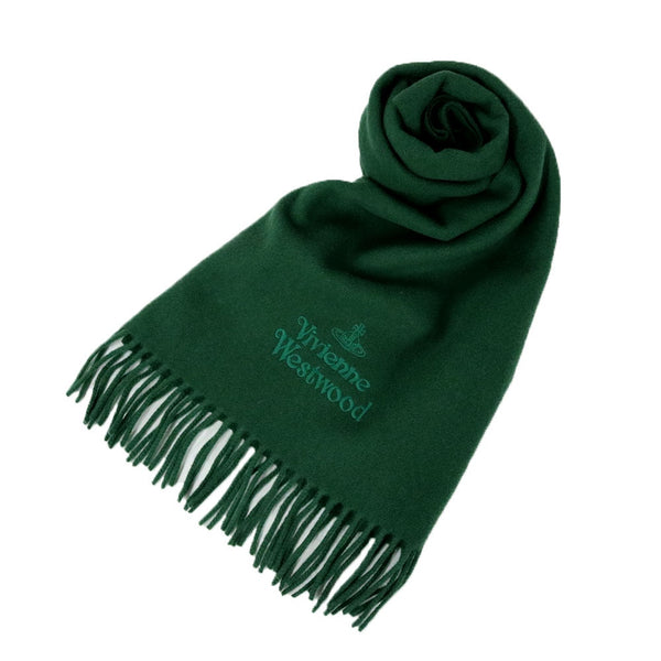 ヴィヴィアンウエストウッド VIVIENNE WESTWOOD マフラー ストール オーブロゴ 刺繍 無地 メンズ レディース M411-DARKGREEN ダークグリーン